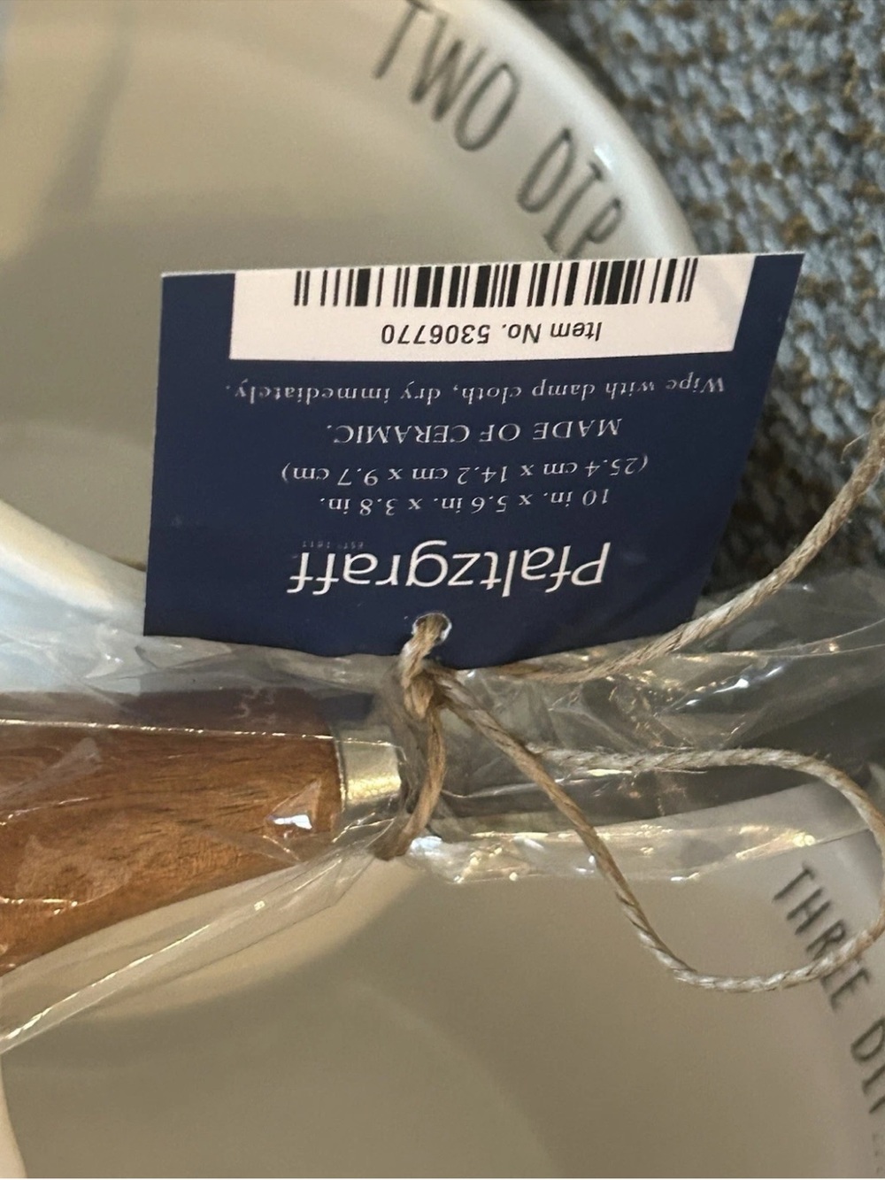 Pfaltzgraff Dip Bowls w/ Spreader White "One Dip, Two Dip, Three Dip...More" NEW - Picture 7 of 8